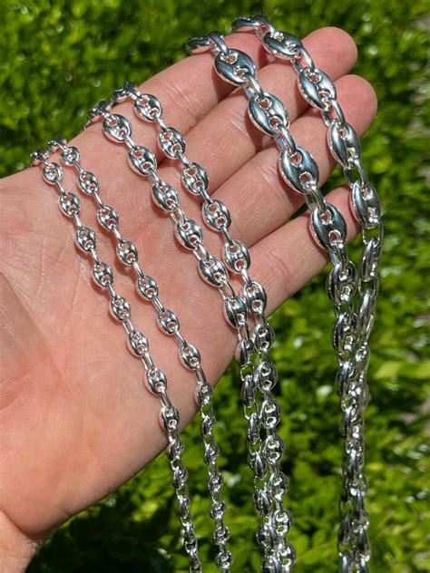 925 silver cz puffed gucci chain|gucci link chain ebay.